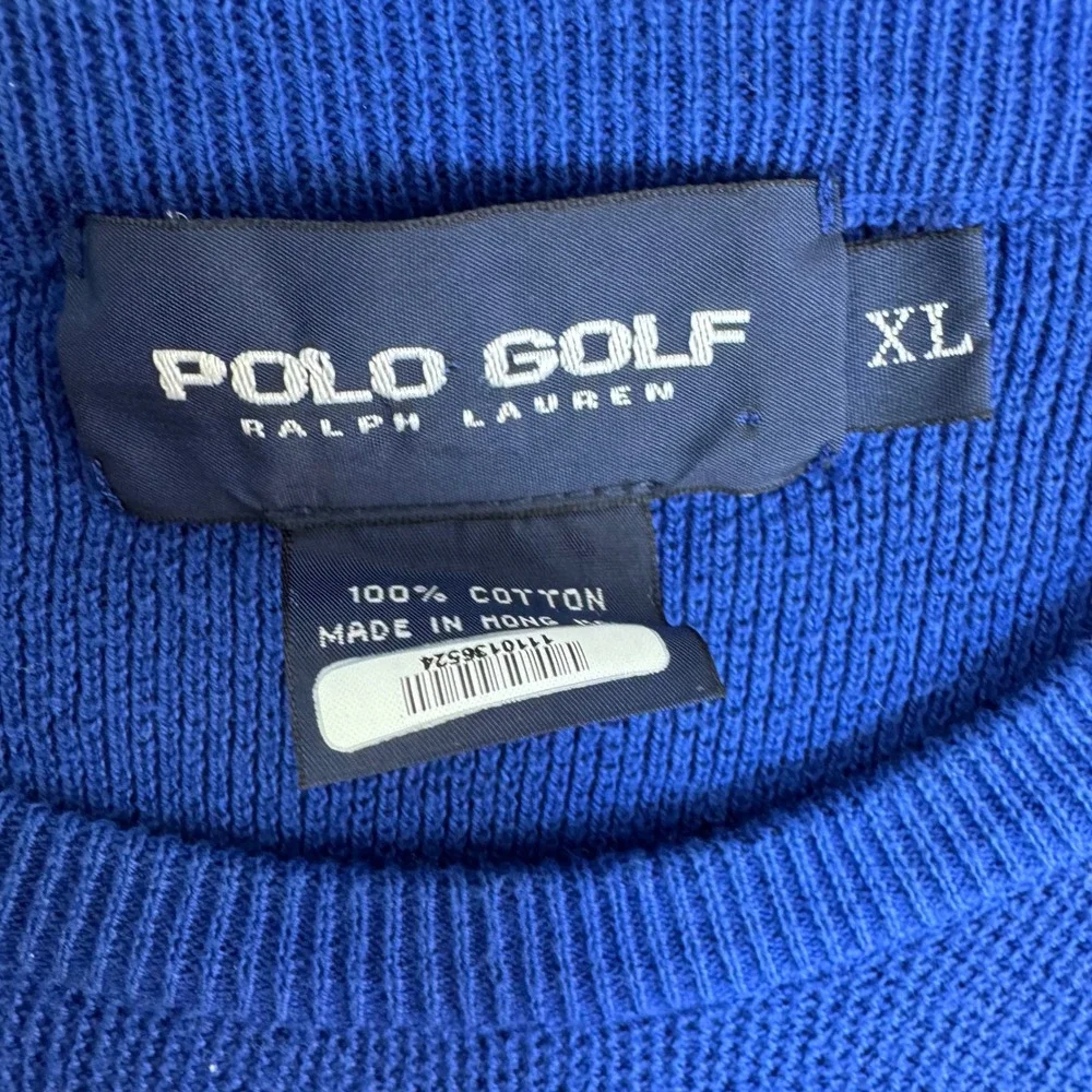 Polo Golf Ralph Lauren Mens XL Royal Blue Cotton Crewneck Knit Sweater Pony Logo